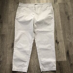 Eileen‎ Fisher Sz 14 Gray Flat Front Cotton Blend Chino Ankle Pants